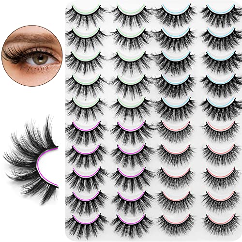 DYSILK Mink Lashes - 20 Pairs 4 Styles, 6D Wispy Fluffy Lashes