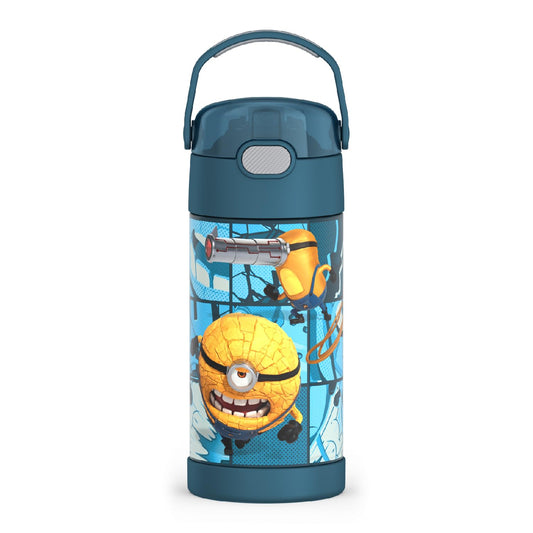 THERMOS FUNTAINER Water Bottle with Straw - 12 Ounce, Despicable Me 4 - Kids Stainless Steel Vacuum Insulated Water Bottle with Lid