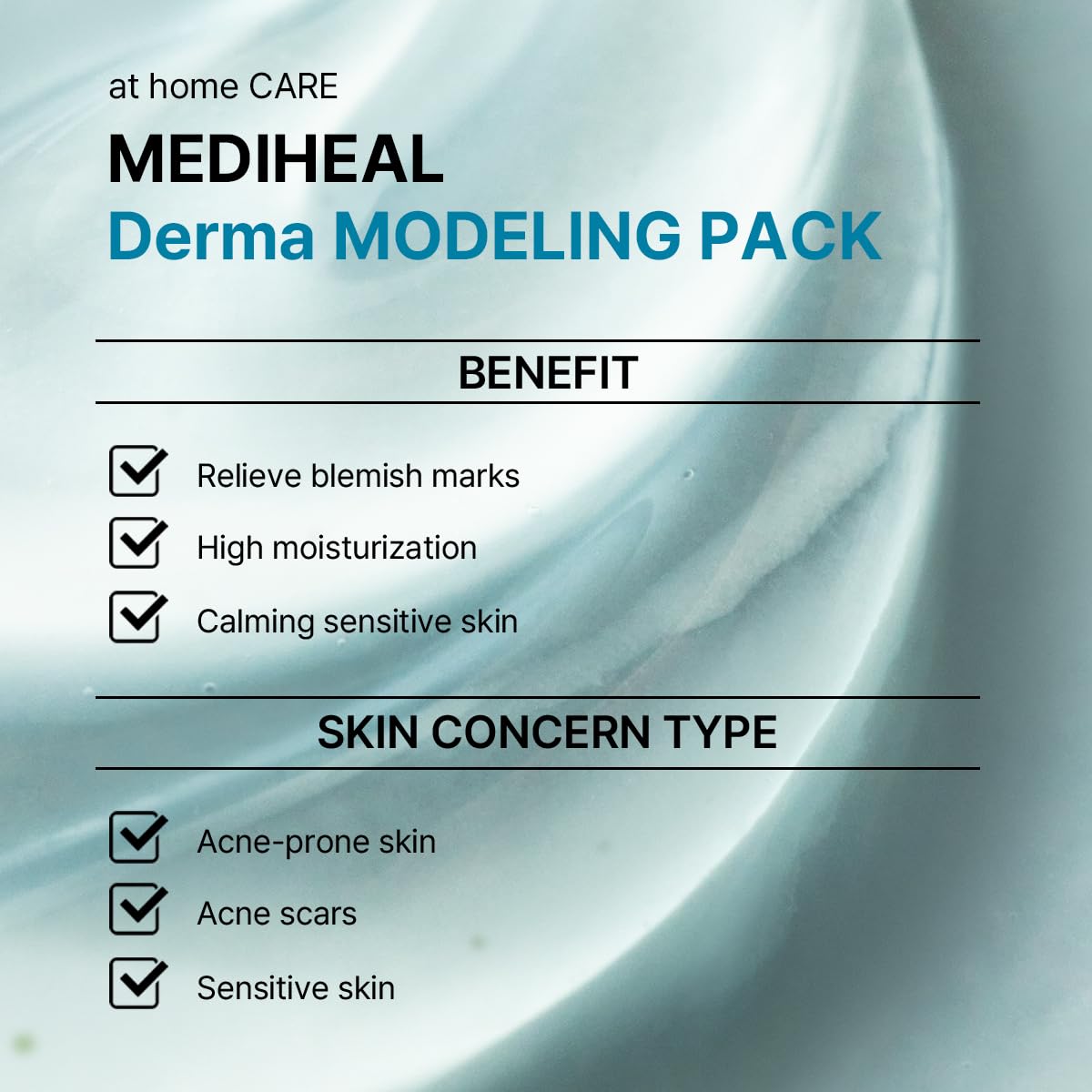 Mediheal Derma Modeling Pack (Madecassoside) - Relieving Blemish Marks For Clear Skin - Easy DIY Home Spa Kits, Hydrating Icy Jelly Mask For Skin Refreshment