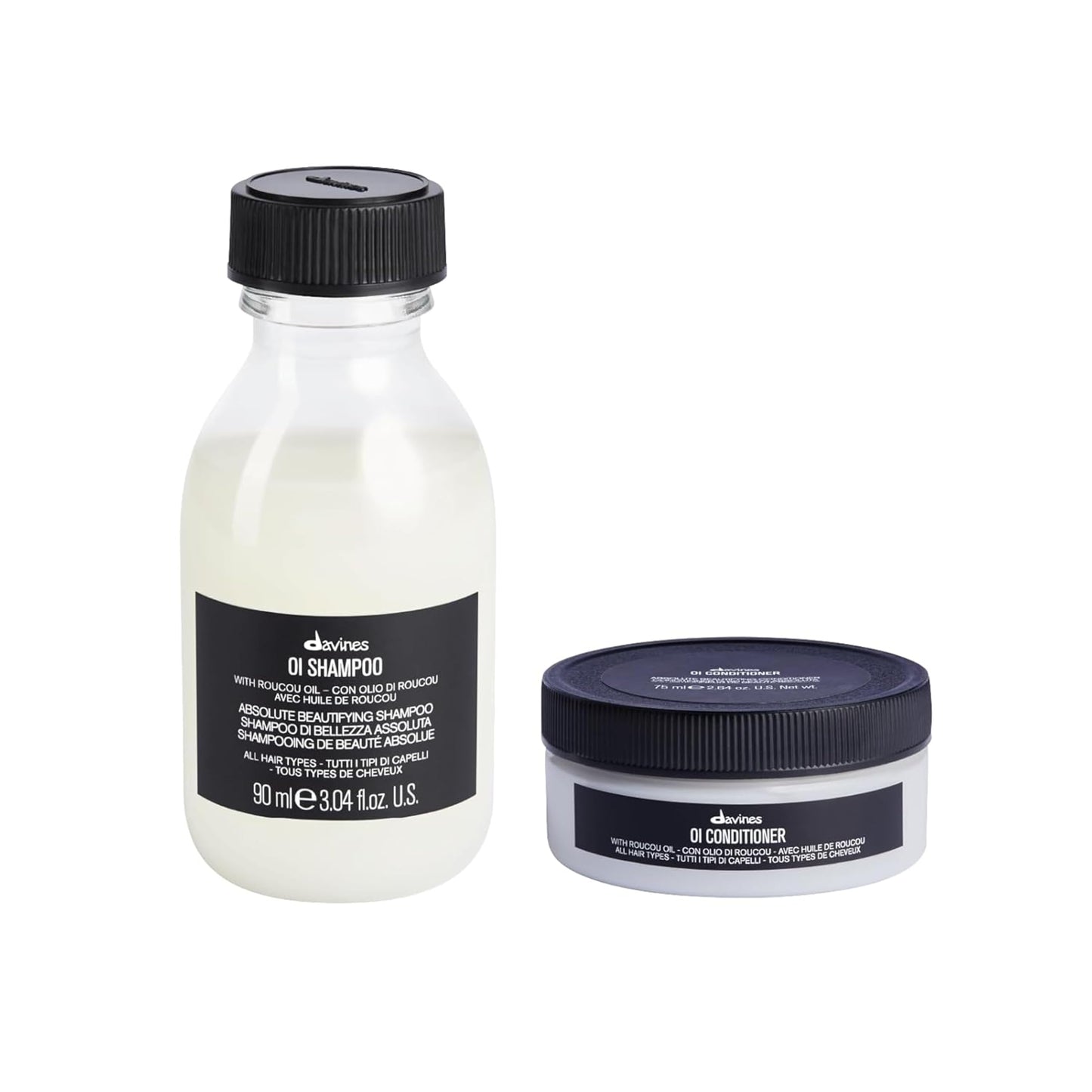 Davines OI Nourishing Shampoo & Conditioner for All Hair Types, Adds Silky-Smooth Shine & Volume, Softens And Restores Chemically Treated Hair, 2.64 & 3.04 fl. oz.