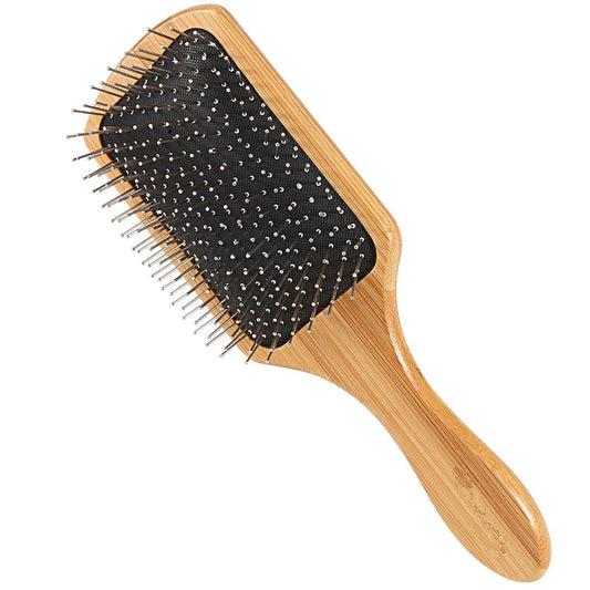 JYHY Keratin Oil Infused Wooden Brush - Natural Hair Detangler for Improved Growth, SPA Massager with Metal Pins