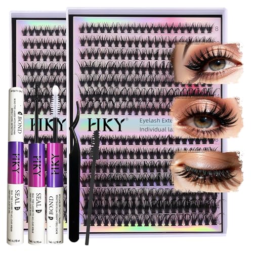 HKY Wispy Lash Clusters Kit - 280pcs 30D-40D C Curl with Tweezers