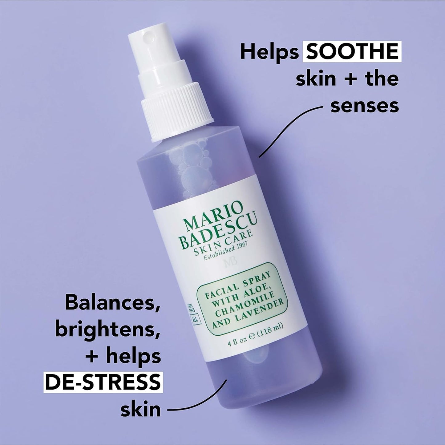 Mario Badescu Facial Spray with Aloe, Chamomile and Lavender for All Skin Types | Face Mist That Hydrates and Restores Balance & Brightness | 4 FL OZ & 2 FL OZ Combo