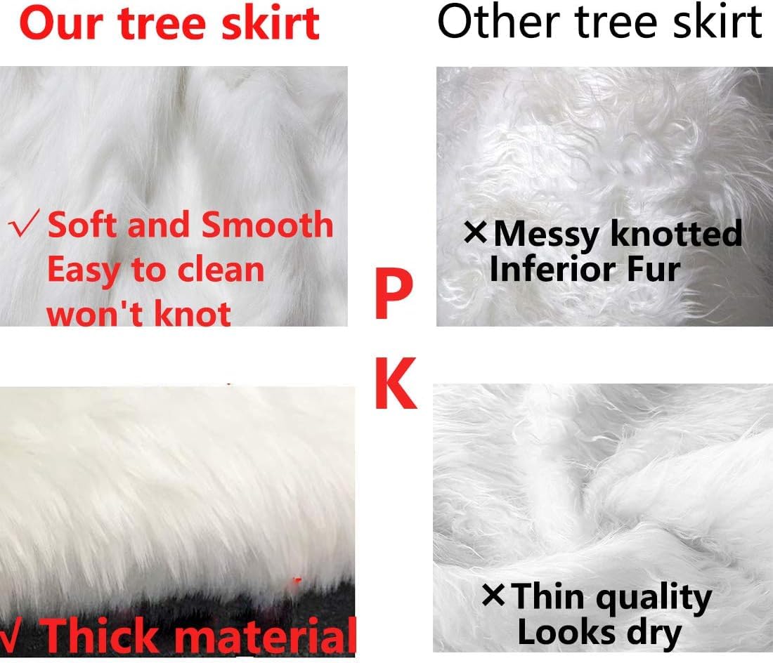 AISENO 72 Inch Christmas Tree Plush Skirt Decoration for Merry Christmas Party Faux Fur Christmas Tree Skirt Decorations