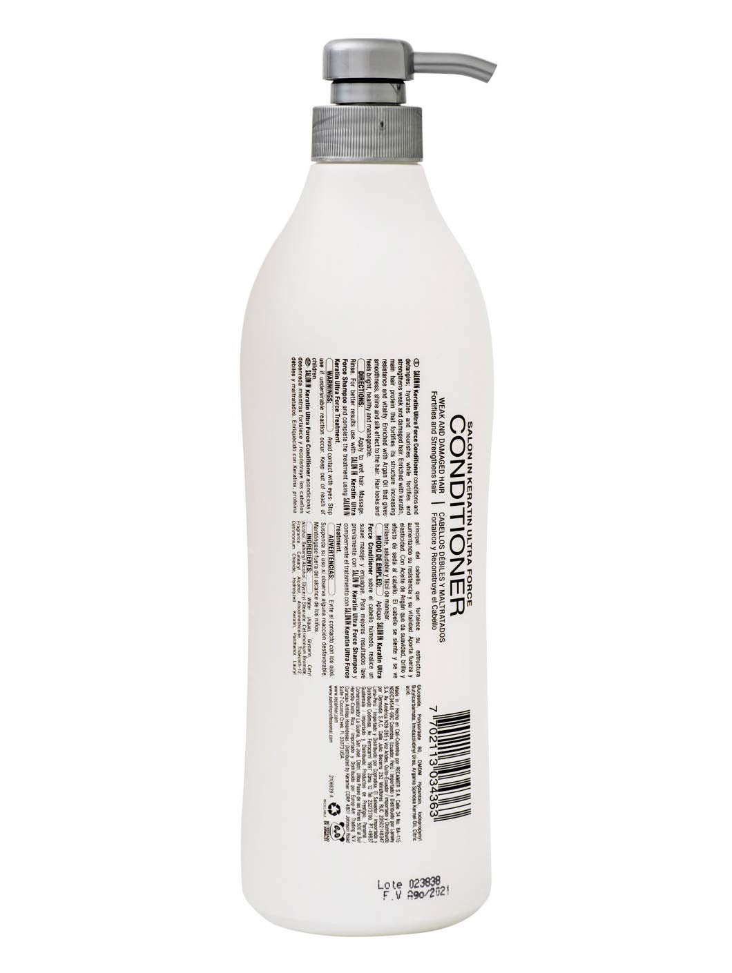 Recamier Professional Salon In +Pro Keratin Ultra Force Hair Conditioner 33.8oz - Acondicionador con Keratina para el Cabello Debil y Maltratado