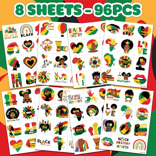 96 Juneteenth Temporary Tattoos - Black History Party Favors