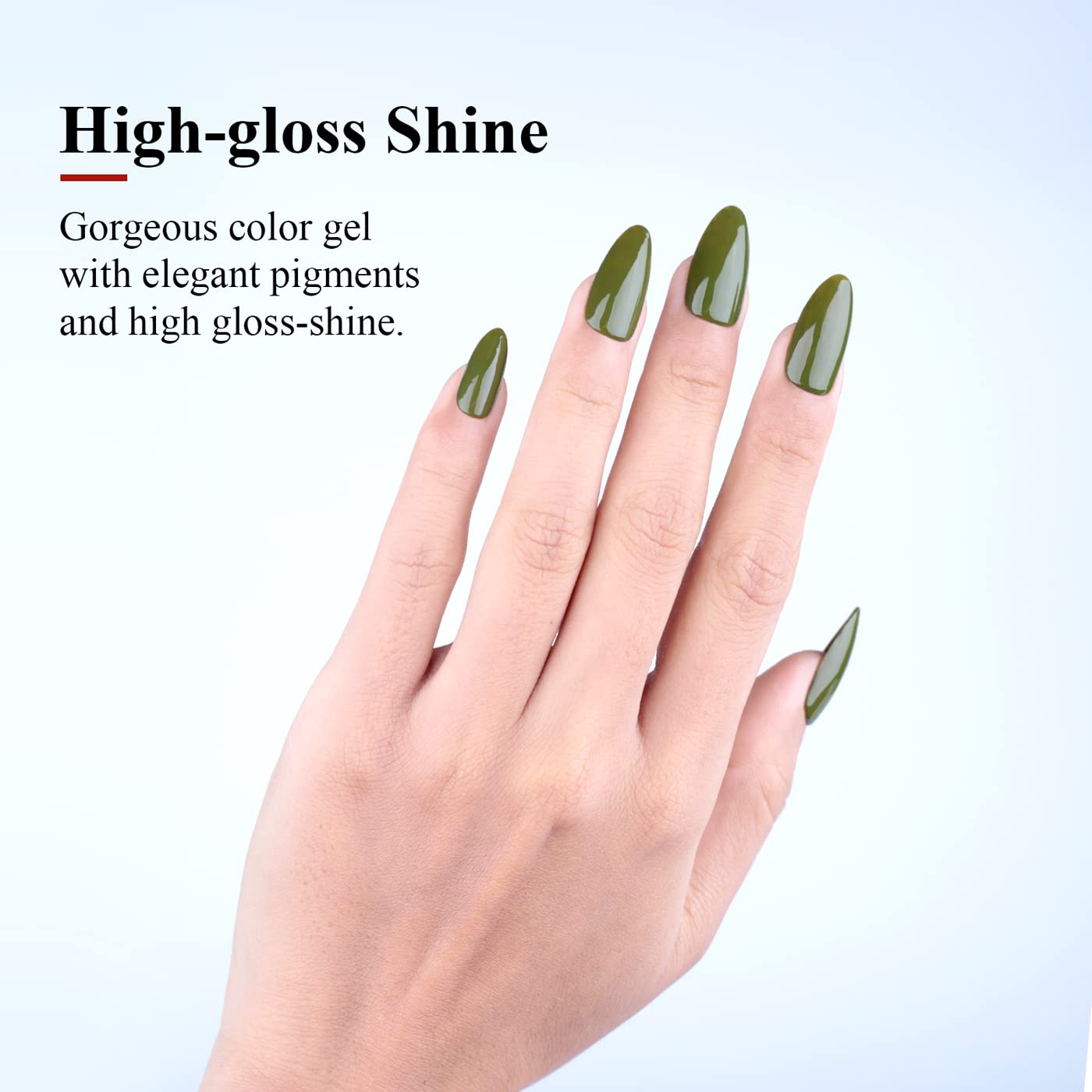 Imtiti Gel Nail Polish, 1 Pcs 0.5 Fl Oz Olive Green Color Gel Polish Soak Off LED U V Nail Gel Polish Nail Polish DIY Nail Art Starter Manicure Salon Gel Nail Kit for Women Girls