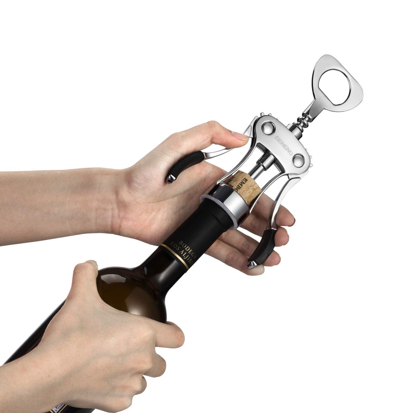 Wine Opener, Zinc Alloy Premium Wing Corkscrew Wine Bottle Opener with Multifunctional Bottles Opener, Sharp Corkscrew with Ergonomic Non-slip Wing Handle, Upgrade