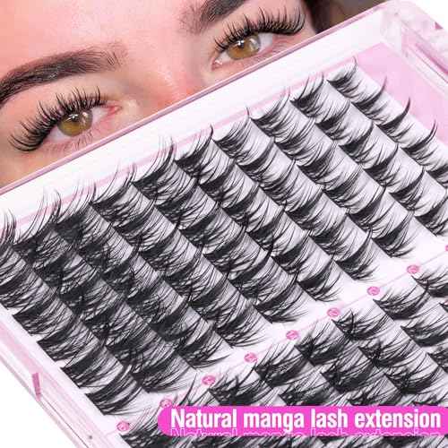 Natural Lash Clusters Spiky Eyelash Extensions Wispy Individual Lashes Manga Eyelash Individuals 120 Pcs CC-Curly Cluster Eyelash Extensions 10-16MM Mixed DIY Lash Extensions by Mavphnee