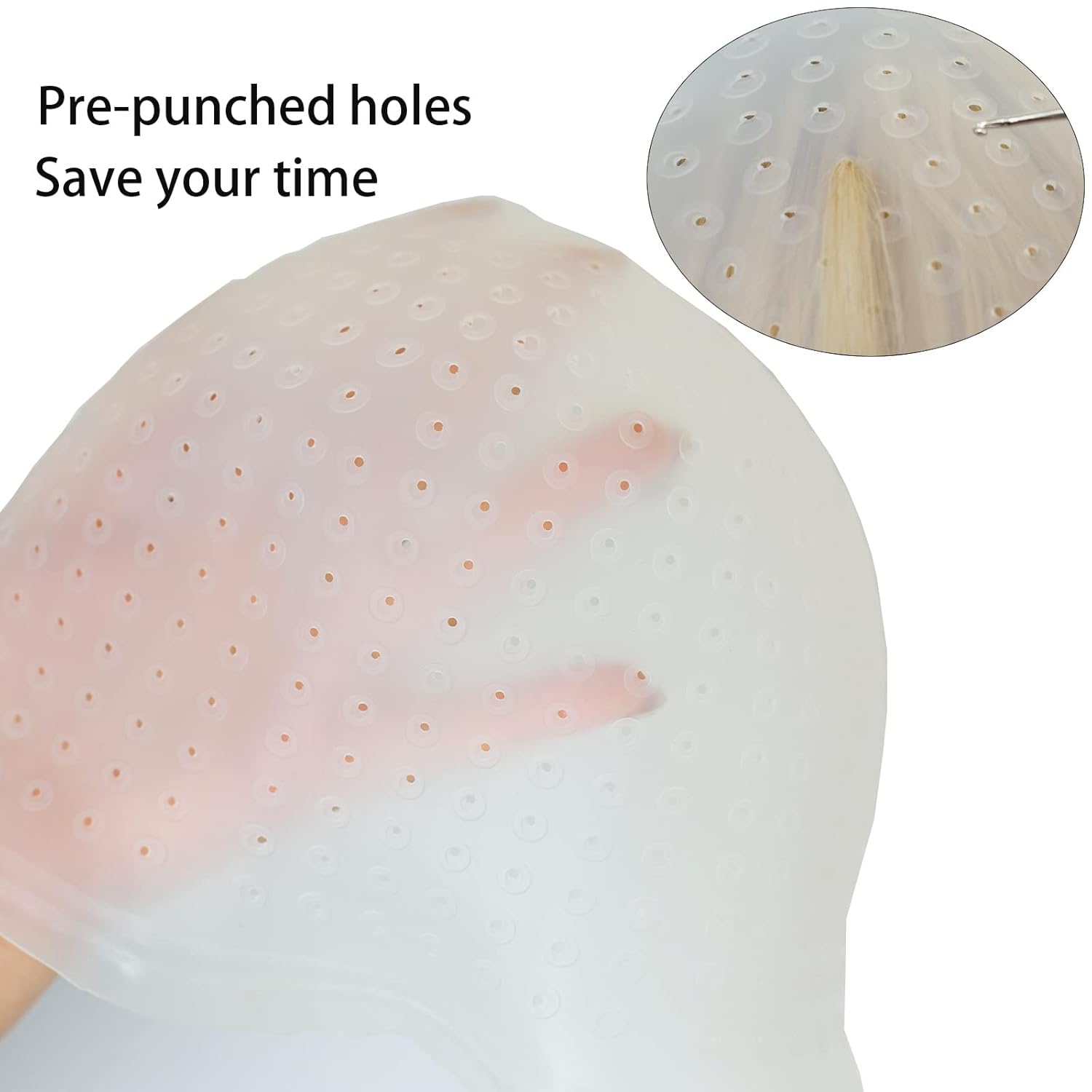 Professional Silicone Highlighting Cap Set with Hook - Reusable Pre-Punched Hair Color Tools for Salon Use