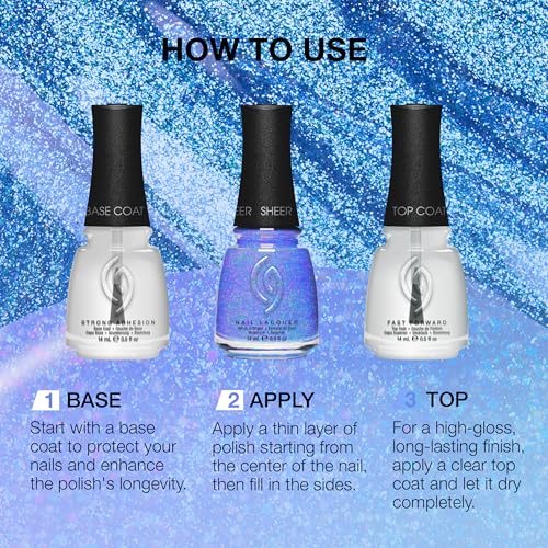 China Glaze Good Luxe Charm Periwinkle Blue Glitter Nail Polish 0.5 fl oz
