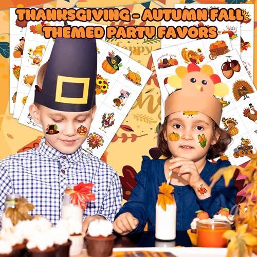 Thanksgiving Temporary Tattoos for Kids – 96 Pack