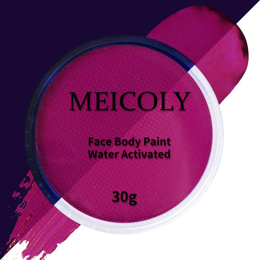 MEICOLY Neon Purple Face Paint,Glow in The Dark Full Body Paint,Fluorescent Water Activated Face Paint,Single Color Water Based Split Cake,1.05oz,Neon Purple/UV Purple