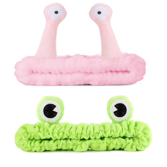 Molain 2Pcs Fog Headband Face Wash Headband, Spa Hair Bands Makeup Headbands Women Cartoon Cute Coral Fleece Elastic Headband Creative Hair Accessories for Washing Face Shower Sports Beauty Skincare