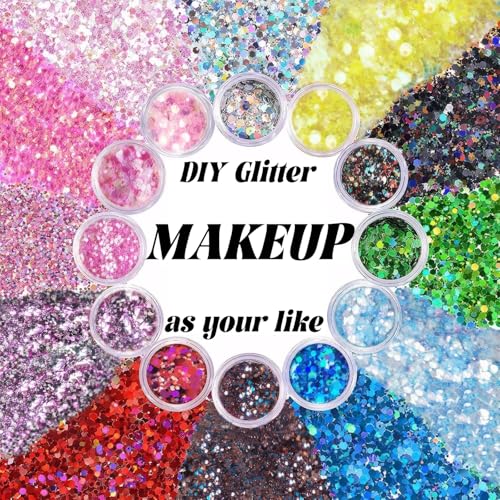 Body Glitter Gel Set – 12 Shapes Chunky Sparkle Makeup