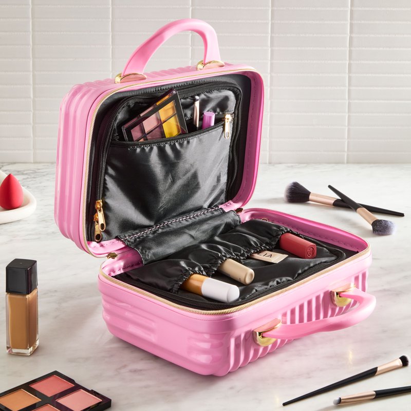 Hard Shell Cosmetic Travel Case – Pink, 11.5" x 8.5"