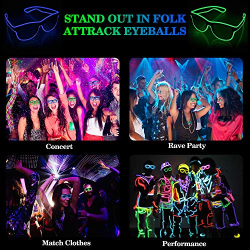LED Glow Neon Rave Glasses - Light Up Party Eyewear