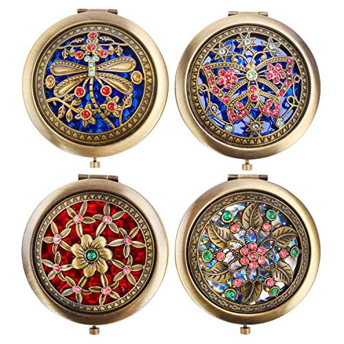 Vintage Foldable Double-Sided Makeup Mirror - Portable Metal Design