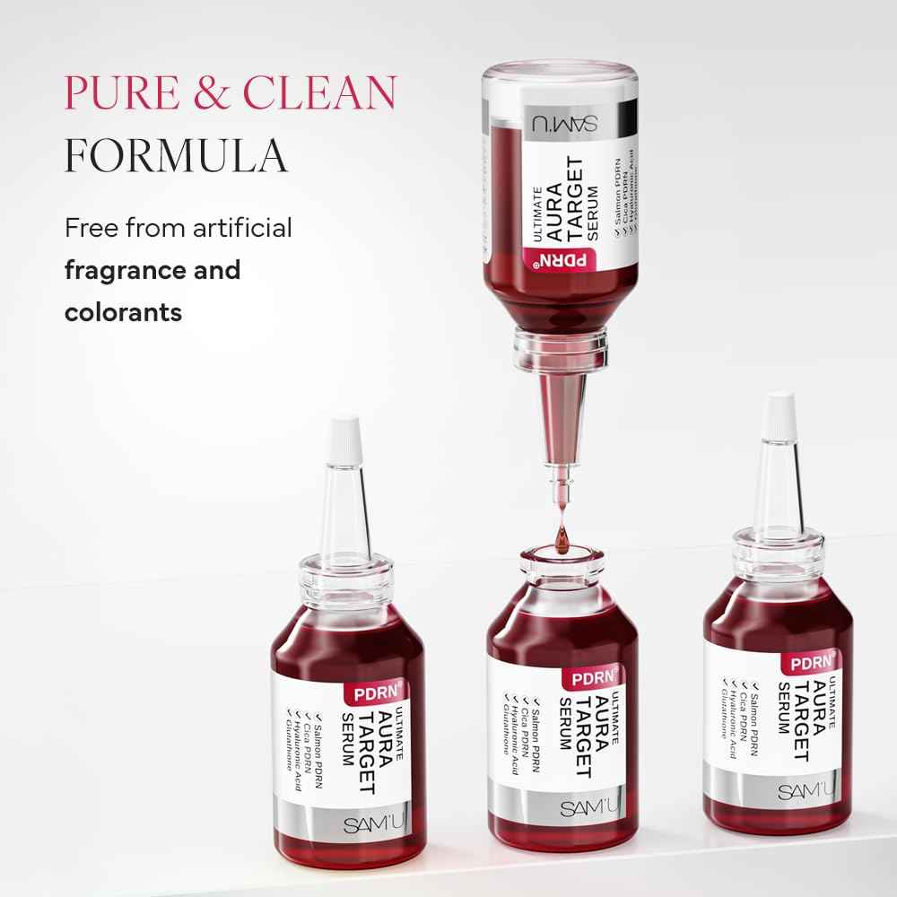SAM'U PDRN Ultimate Aura Target Serum - PDRN Salmon glow serum with Glutathione, Vitamin C & Salmon PDRN, Korean Skin Care
