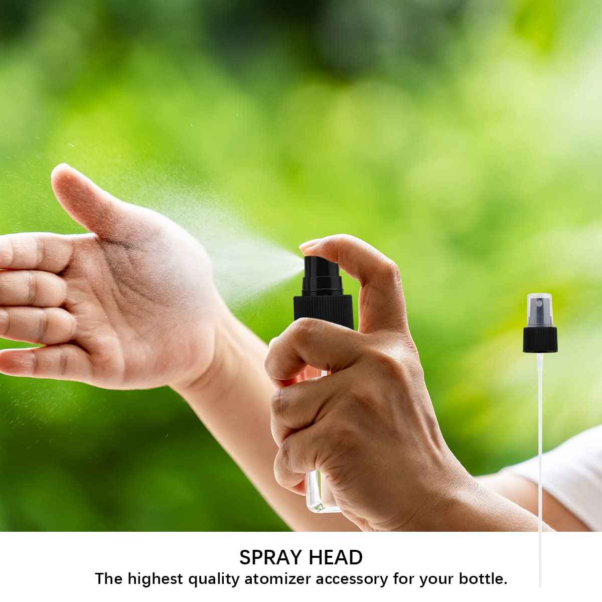 FERCAISH 40 Pcs Spray Bottle Tops, Replacement Pump Heads, Reusable Dispenser Caps, Fine Mist Sprayer, Cosmetic Spray Bottle (24 Caliber-Black)