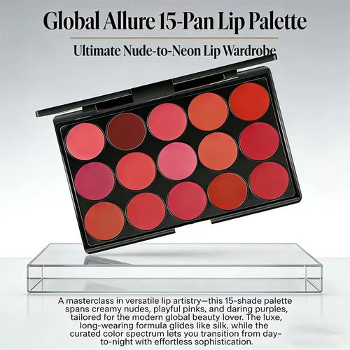 15-Color Waterproof Lip Palette - Buildable Matte Lipstick Set