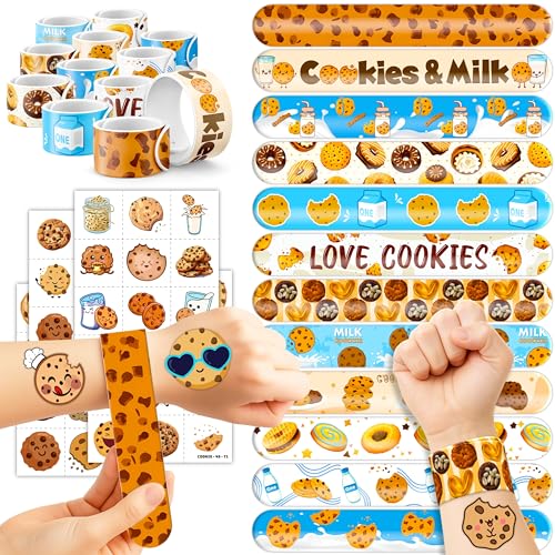 72-Piece Cookie Party Favors Set - 48 Tattoos & 24 Slap Bracelets