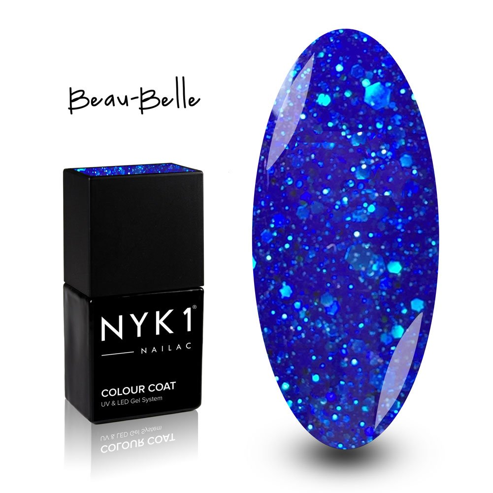 NYK1 Royal Blue Glitter Gel Polish - (Beau-Belle) Dark Glittery Sapphire Blue Sparkly Gel Nail Polish UV LED Gel Lamp Curing Nailac Professional Manicure