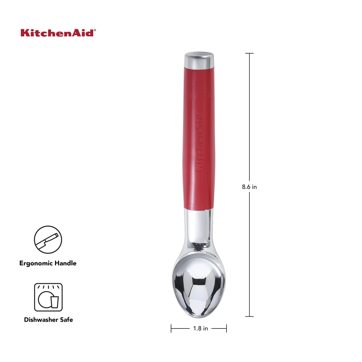 KitchenAid Classic Multifunction Can Opener, Bottle Opener, 8.34-Inch & Classic Ice Cream Scoop, Red 2