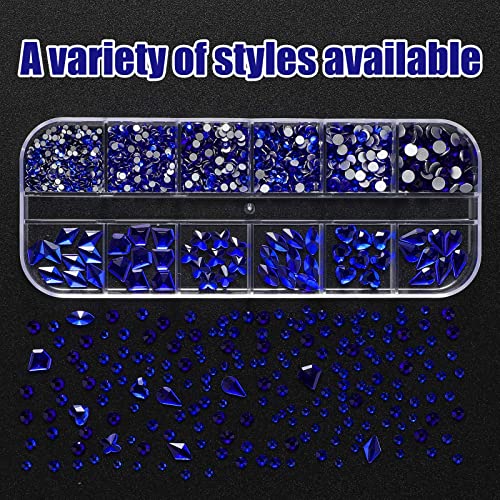 Nail Rhinestones Nail Art Gems Crafts Crystals Glass Decorations Set Ab Rhinestones Flatback Design Face Clothes Shoes Decor Diy Acrylic Nail Art Decoration(blue-2)