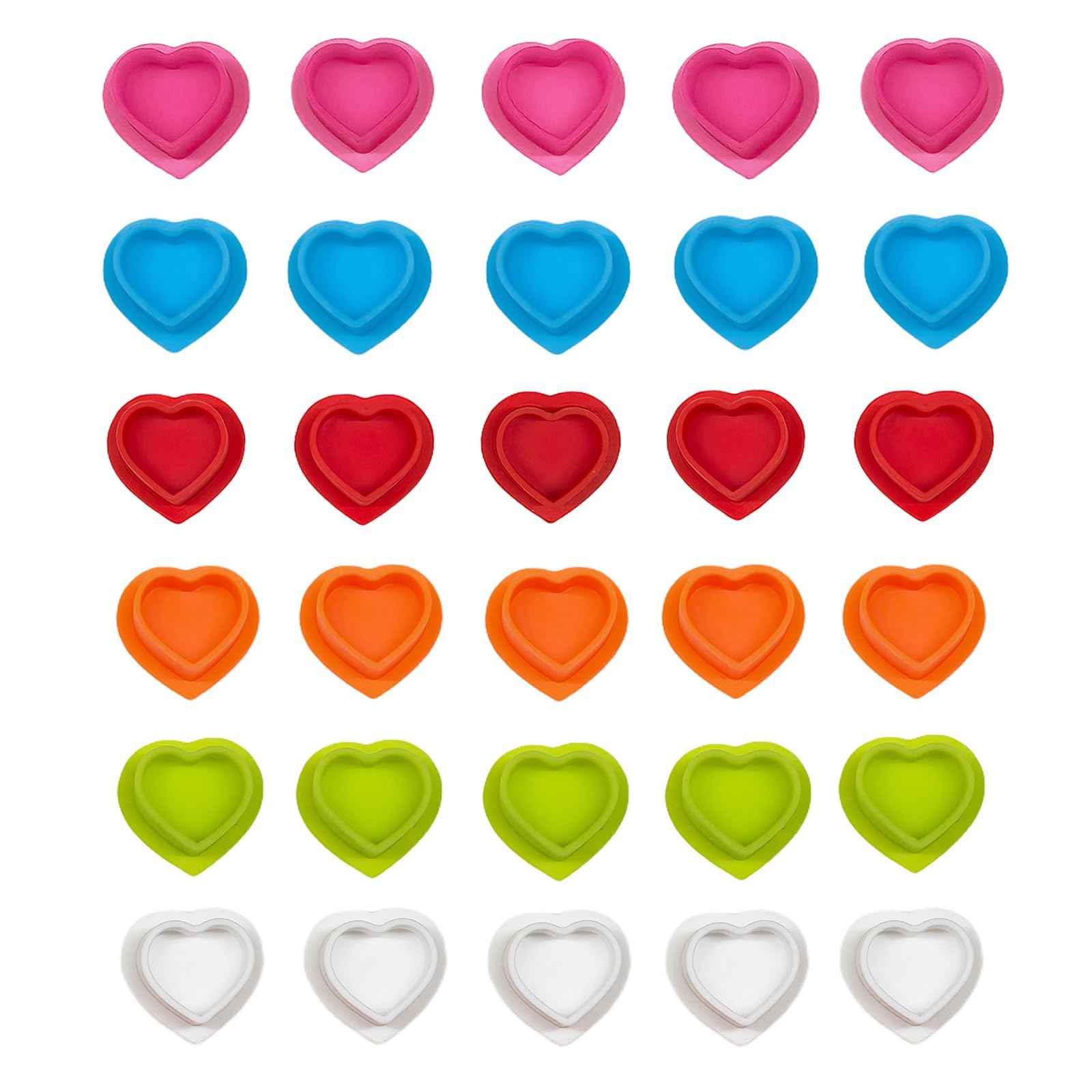 Tattoo Ink Caps with Stable Base | 80-Pack Disposable Heart-Shaped Design | Soft Silicone Tattoo Pigment Cups for Professional Tattoo Artists & Studios (8 Color Set)