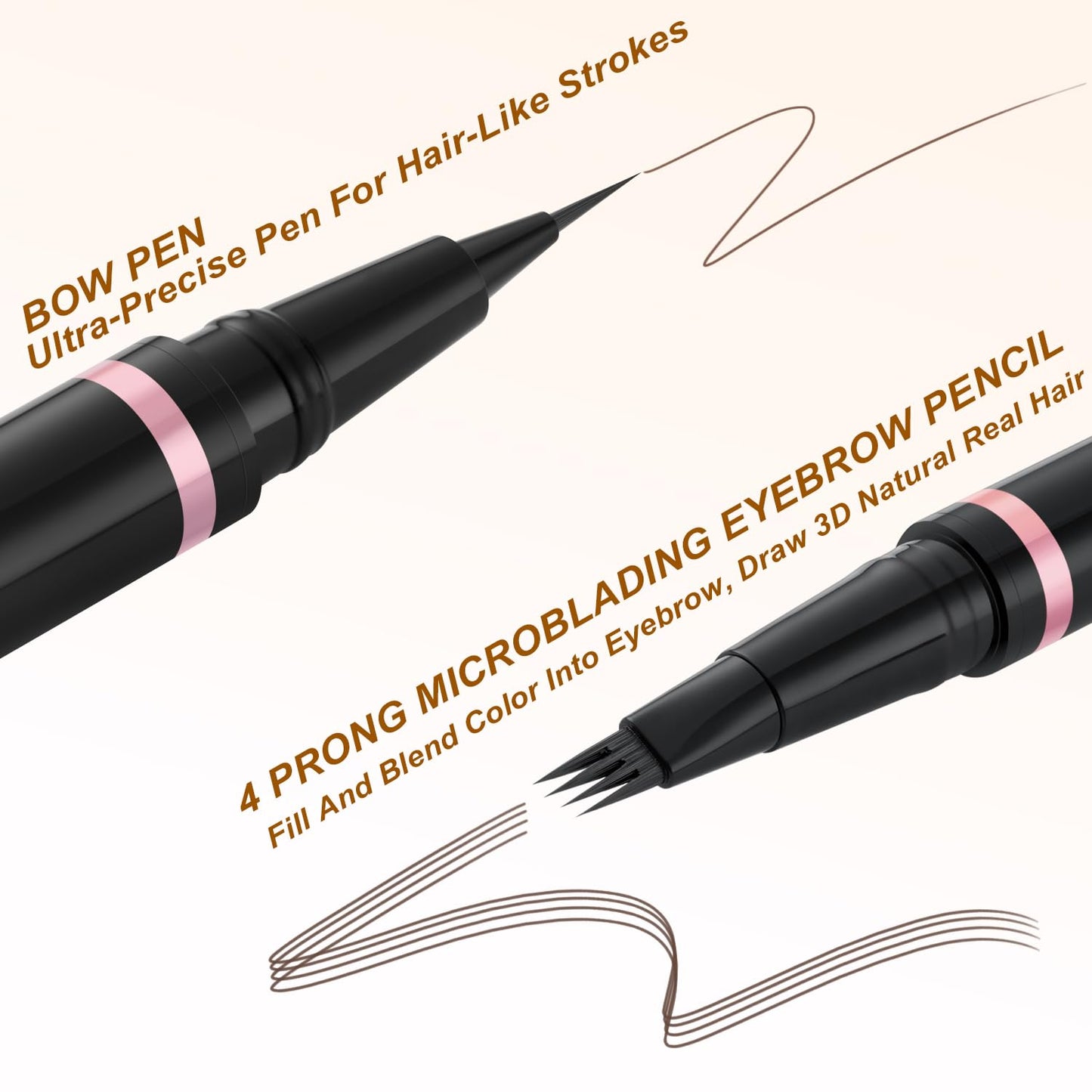 Eyebrow Pencil,2-in-1 Waterproof Eyebrow Pen with 4 Tip Brow Pen and Ultra-Precise Brow Pencil,with Dual-ended Eyebrow Brush,Eyebrow Makeup for Natural Looking Eyebrows-Brunette