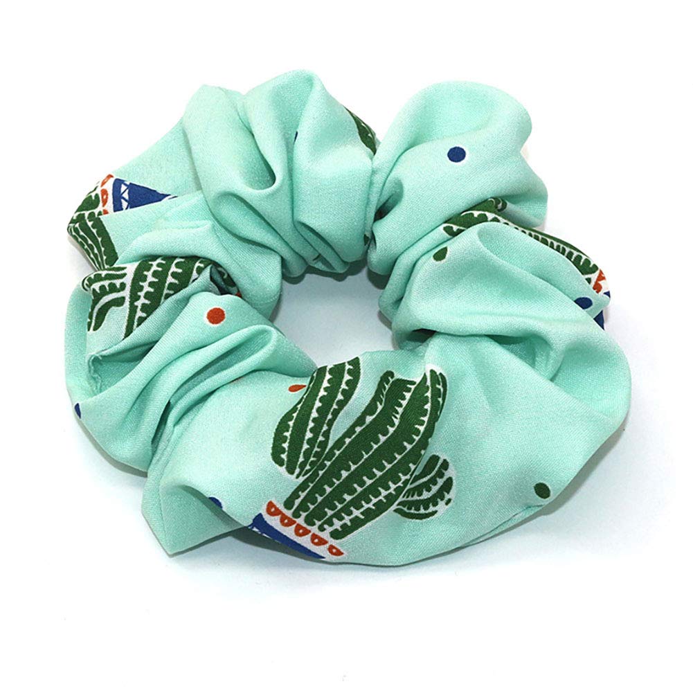 Fodattm 4PCS Elastic Hair Scrunchies Hair Bands Hair Ties Scrunchy Hair Rope Ponytail Holder for Women (Cactus pattern)