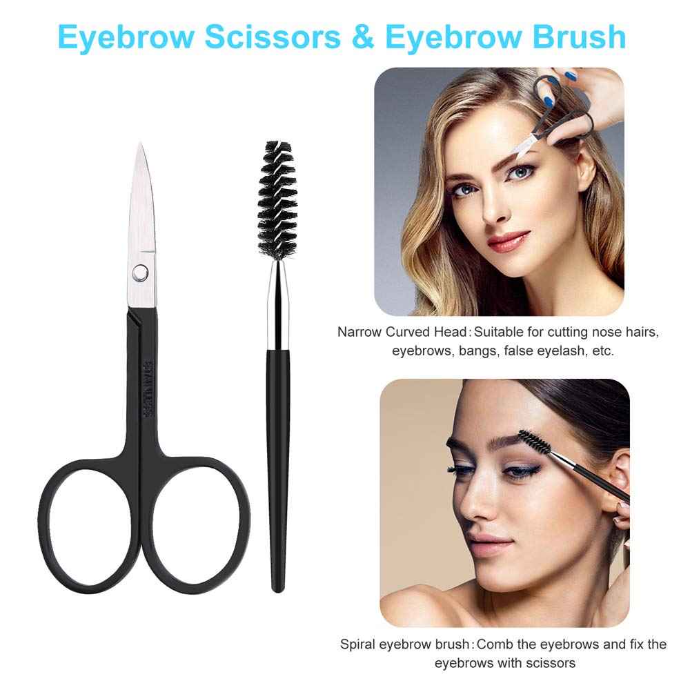 UUBAAR 6 PCS Professional Tweezers Set - Stainless Steel Precision Tweezer Kit for Eyebrows, Facial Hair, Ingrown Hair & Splinter Removal with Travel Case (Black)