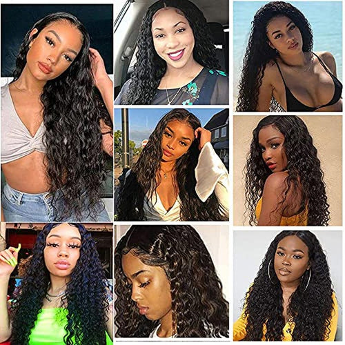 12" Natural Black Water Wave Human Hair Bundles - 3 Pack