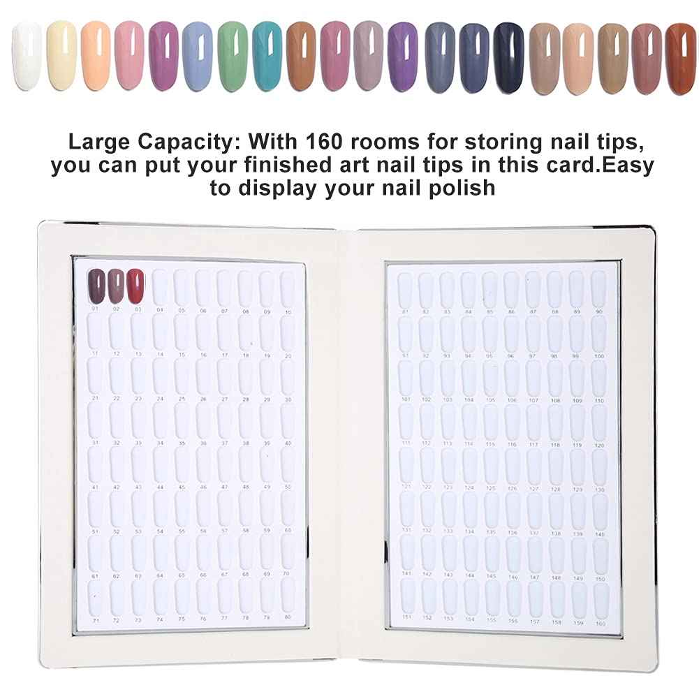 160 Slots Nail Gel Color Card Nail Polish Display Chart Book Nail Polish Color Card Nail Art Showing Shelf Suitable for Manicurists or DIY(Gold)