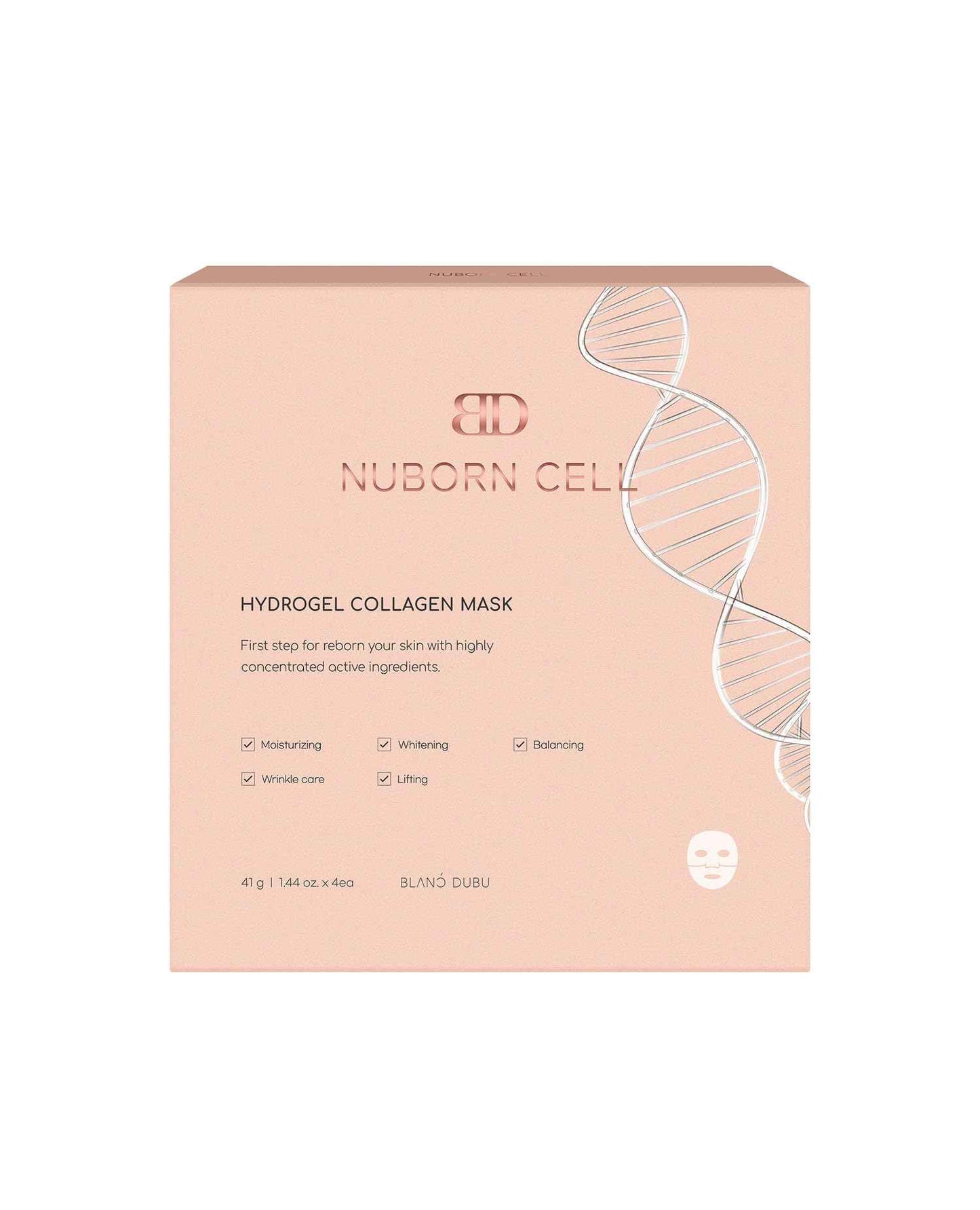 BLANC DUBU Nuborn Cell Hydrogel Collagen Mask | Hydrating Face Masks with Peptides & Hyaluronic Acid | Collagen Face Mask Overnight for Glass Skin | Face Masks Korean (4-Pack)