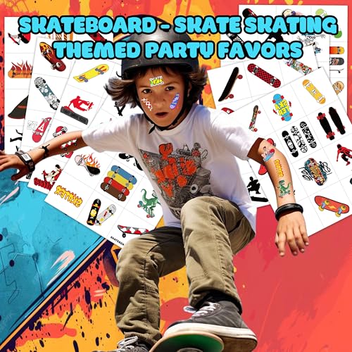 96PCS Skateboard Temporary Tattoos - Party Favors & Kids Gifts