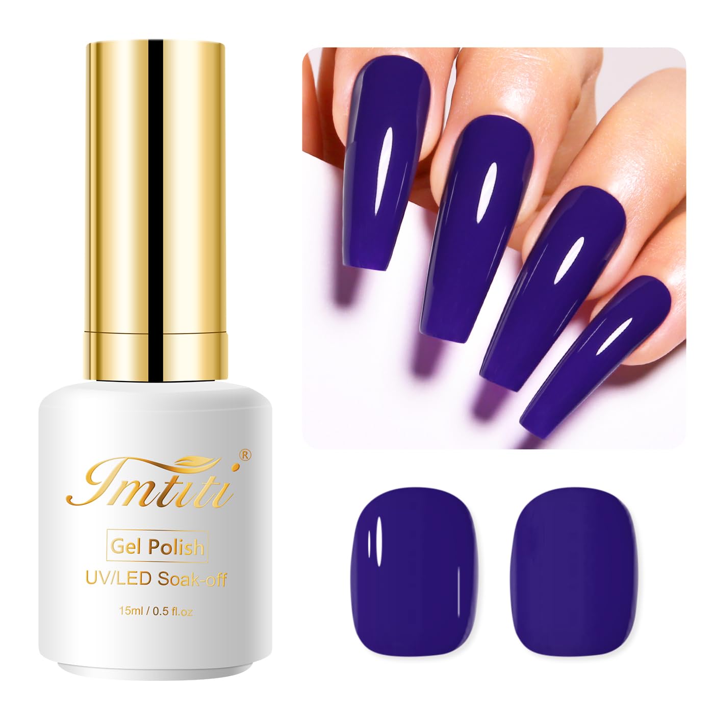 Imtiti Purple Gel Nail Polish, 15ML Dark Purple Blue Gel Polish Autumn Winter Gel Nail Polish Soak Off LED UV Nail Gel Polish DIY Nail Art Starter Manicure Salon Gel Nail Kit