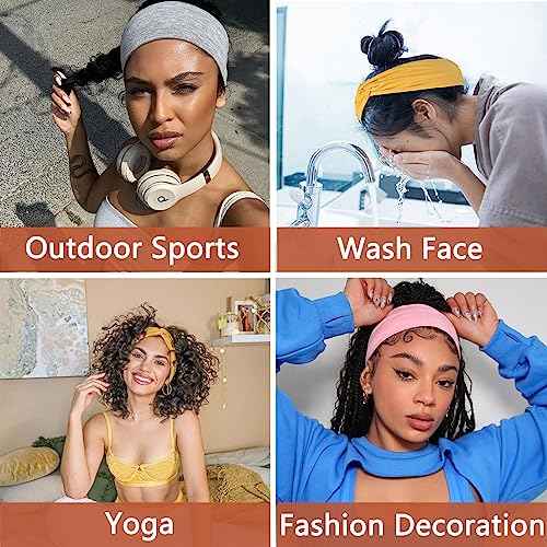 XTREND 6 Pcs Women's Headbands Twisted Cross Elastic Head Bands Yoga Workout Headband Non-Slip Sweat Soft Headbands Solid Color Simple Versatile Hair Accessory Hairbands