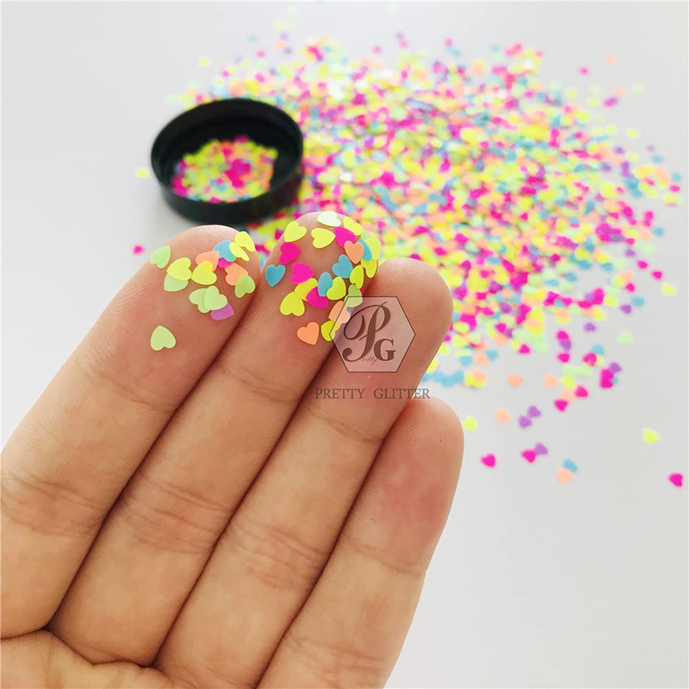 PrettyG 10 Grams/Pack -3mm Mixes Heart Shape Glitter Sequins - Festival Rave Beauty Makeup Face Body Nail Art Decoration Y