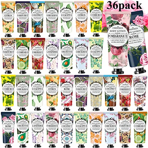 36 Pack Lotion for Dry Skin,Body Lotion for Women and Men,Easter Basket Stuffers,Appreciation Gifts,Natural Plant Scented Body Moisturizers,Travel Size Lotion Bulk,Moisturizing Lotion with Shea Butter