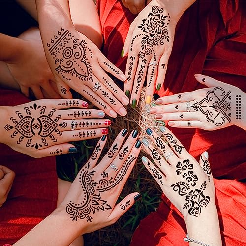 24 Sheets Henna Tattoo Stencils Kit – Mehndi Hand Templates