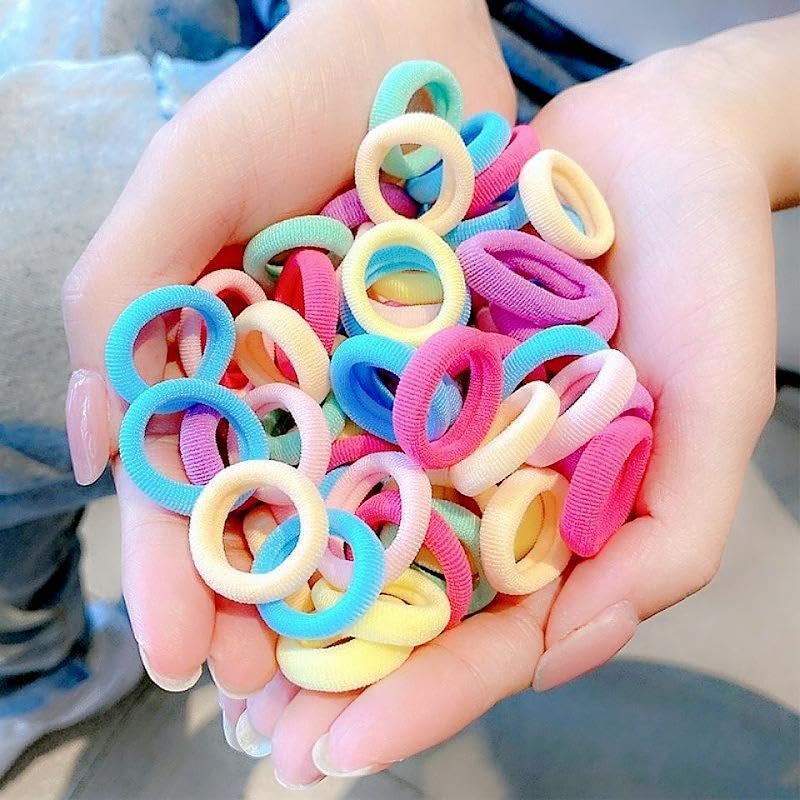 200 Pcs Soft Cotton Baby Hair Ties Set - Multicolor Ponytail Holders for Toddler & Kids