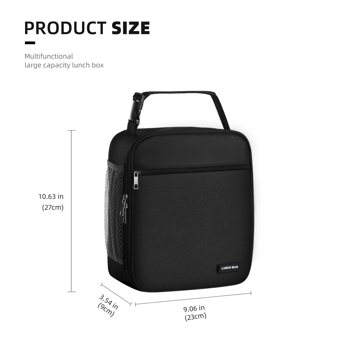 AYEANY Lunch box Lunch bag for men women Large capacity Lunchbox Reusable Lunch bags Insulated Lunch bag Lunch box cooler (Black)