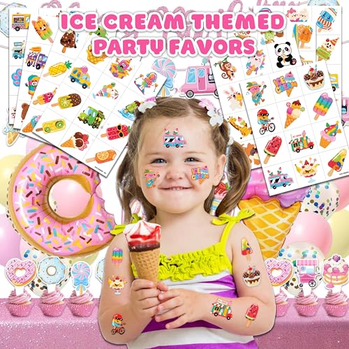 96 PCS Ice Cream Temporary Tattoos for Kids - Party Favors