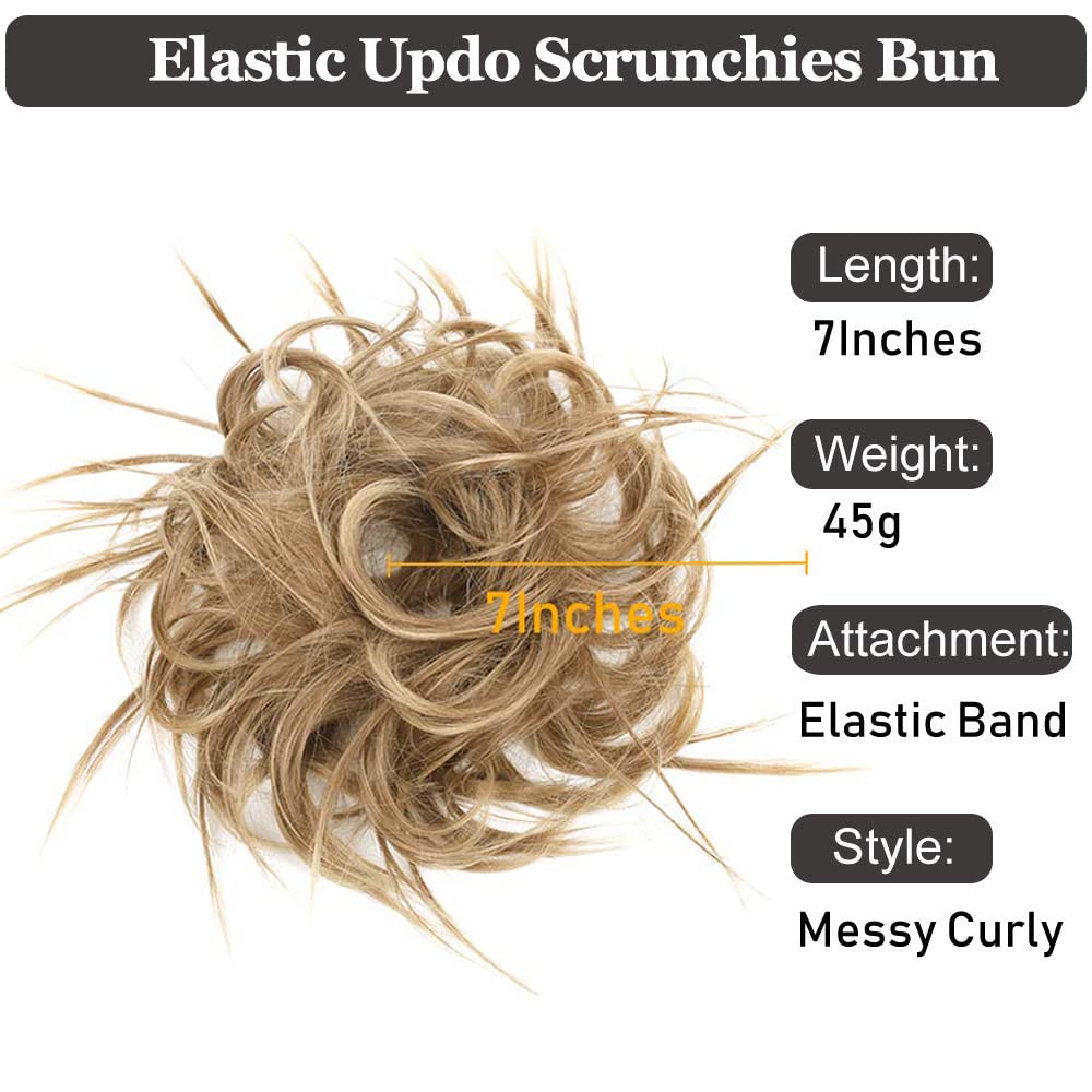 HMD Tousled Updo Messy Bun Hairpiece with Elastic Band for Updos - Synthetic Ponytail Extensions and Scrunchies for Women