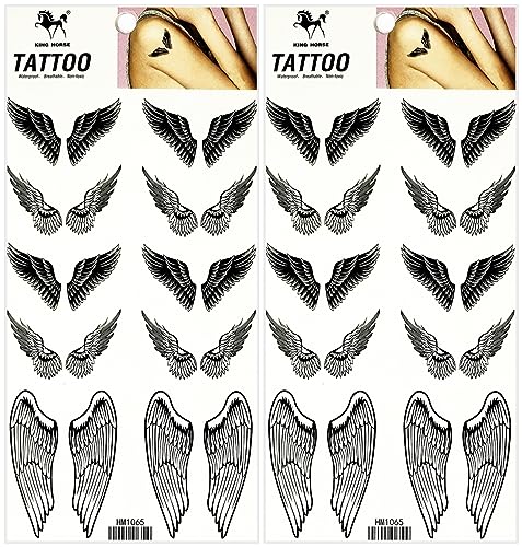 Black Angel Wings Temporary Tattoo Stickers - Pack of 2