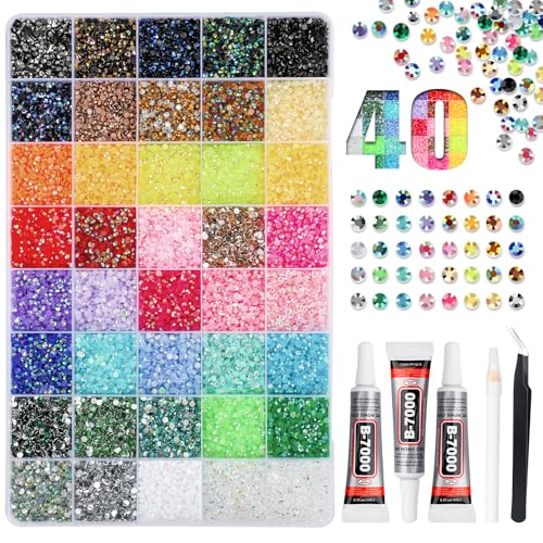 40 Colors Jelly Rhinestones Bedazzling Kit with Glue & Tools
