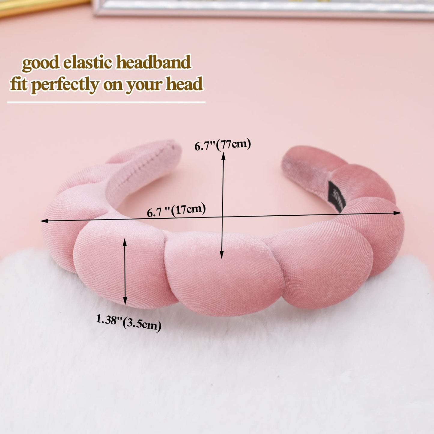 BEGOOD Spa Headband for Washing Face Skincare Headbands Sponge Makeup Headband Terry Towel Cloth Hairband Bubble Head Band Puffy Headwear Hair Accessory (Pink)