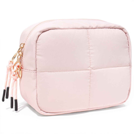 LETGO Travel Toiletry Bag for Women, Puffer Toiletry Bag Puffy Makeup Bag for Purse Quilted Makeup Bag Cosmetic Bag, Puffer Make Up Organizer Bags Zipper Pouch, Travel Toiletry Bag for Girls (Pink)
